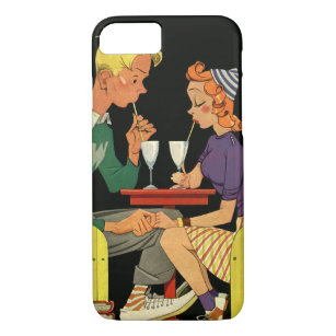 Vintage Love and Romance, Teens at the Soda Shop iPhone 8/7 Case
