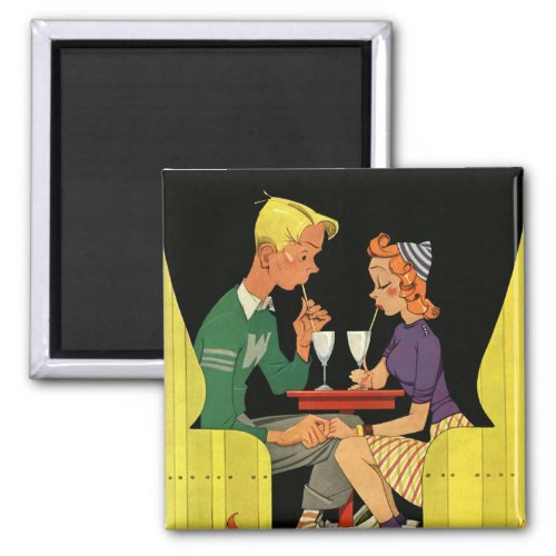 Vintage Love and Romance Teens at the Soda Shop Magnet