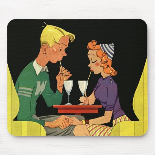 Vintage Love and Romance Teens at the Soda Shop Mouse Pad