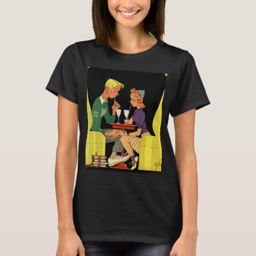 Vintage Love and Romance Teens at the Soda Shop T_Shirt