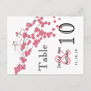 Vintage Love Bird Pink Cherry Blossom Table Number