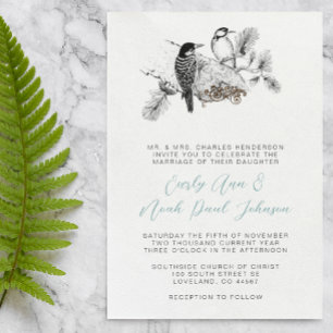 Vintage Love Birds Any Color Wedding Invitation