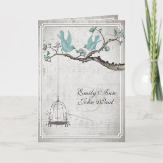 Vintage Love Birds BirdCage Wedding Invitations
