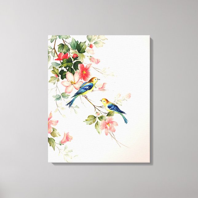 Vintage Love Birds | blush pink white Canvas Print (Front)