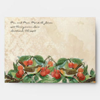 Vintage Love Birds Cherry Tree Envelopes