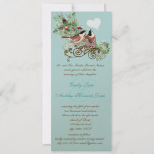 Vintage Love Birds Chickadees Wedding Invitation