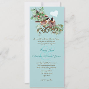 Vintage Love Birds Chickadees Wedding Invitation