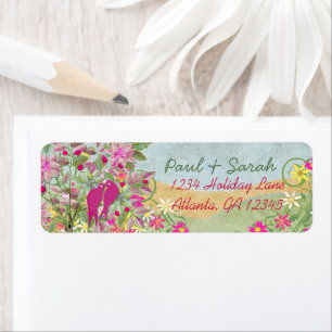 Vintage Love Birds Damask Hills Label