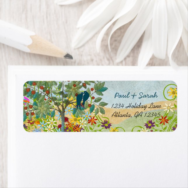 Vintage Love Birds Fruit Tree  Damask Hills Label (Insitu)