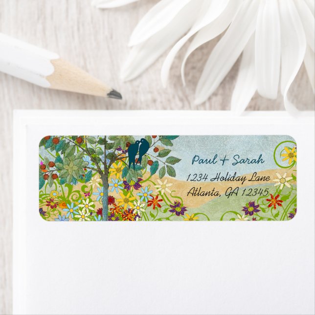 Vintage Love Birds Fruit Tree  Damask Hills Label (Insitu)