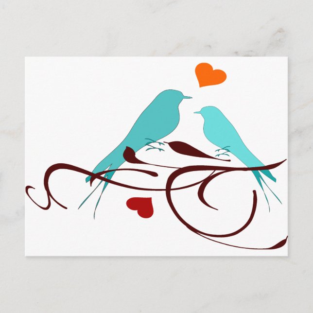Vintage Love Birds Postcard (Front)