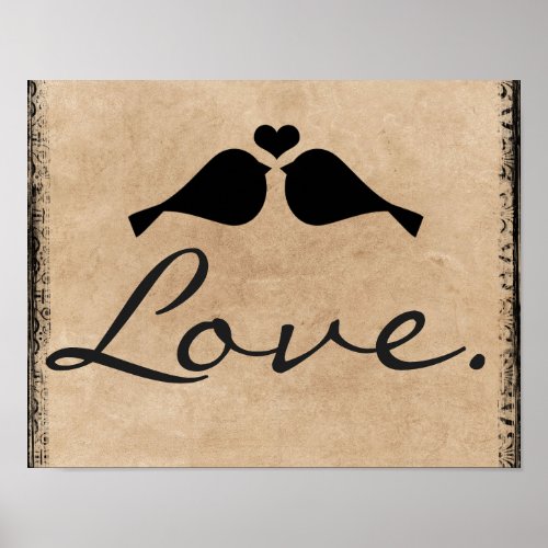 Vintage Love Birds Poster