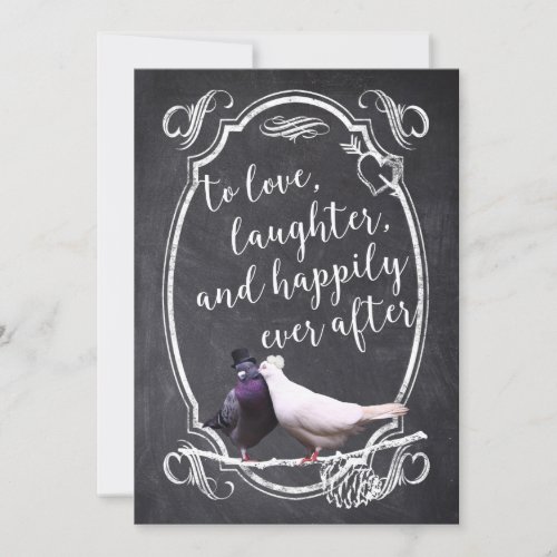 Vintage  Love Birds Rustic Chalkboard Wedding Invitation