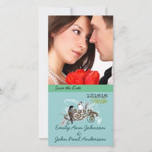 Vintage Love Birds Save the Date  Your Photo