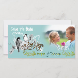 Vintage Love Birds Save the Date  Your Photo