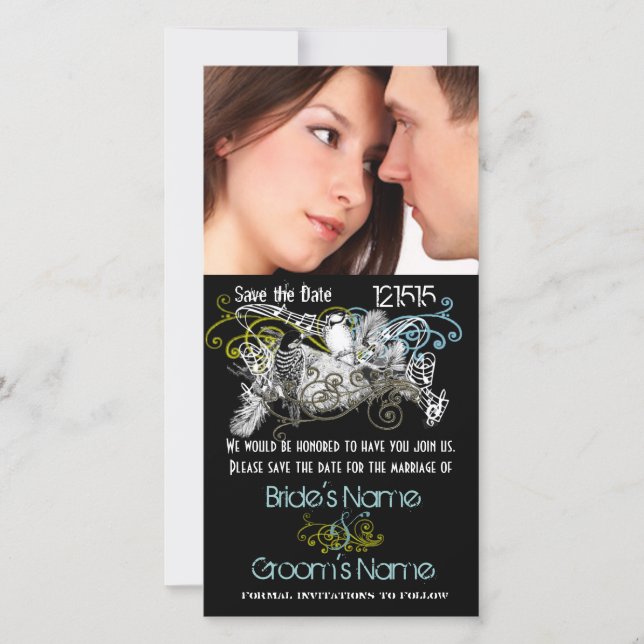 Vintage Love Birds Save the Date  Your Photo (Front)