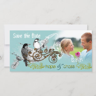 Vintage Love Birds Save the Date  Your Photo