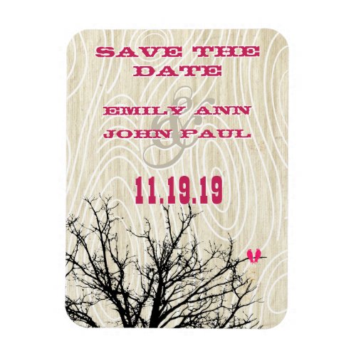 Vintage Love Birds Sitting in a Tree Save the Date Magnet