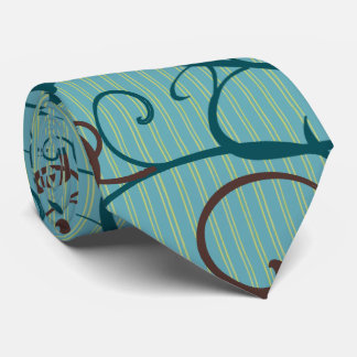 Vintage Love Birds Swirl Tree Stripe Wedding Tie
