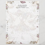 Vintage Love Birds, Two White Doves Floral Letterhead