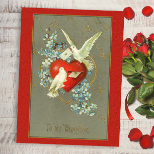 Vintage Love Birds Valentine Postcard