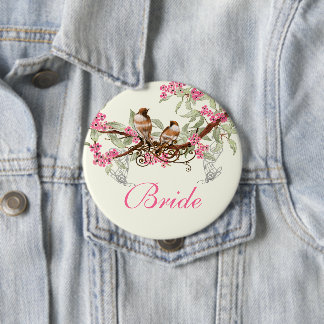 Vintage Love Birds Wedding Badges Button