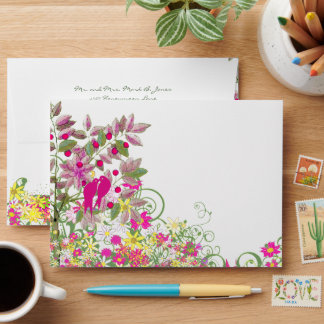 Vintage Love Birds Wedding Envelopes