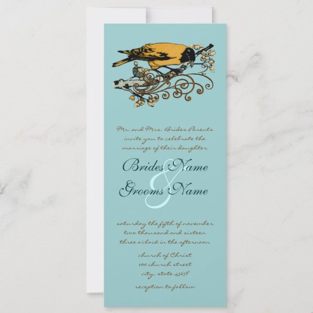 Vintage Love Birds Wedding Invitation (Front)