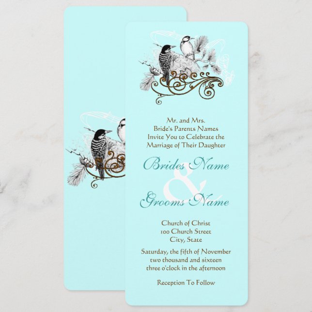 Vintage Love Birds Wedding Invitation (Front/Back)