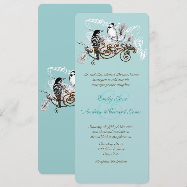 Vintage Love Birds Wedding Invitation (Front/Back)