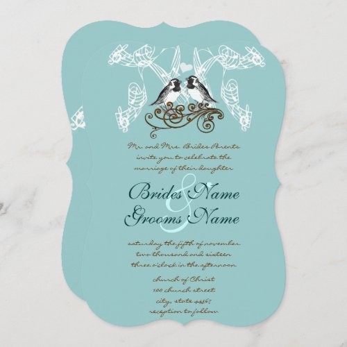 Vintage Love Birds Wedding Invitation