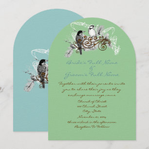 Vintage Love Birds Wedding Invitation