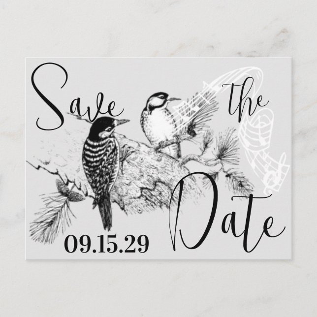 Vintage Love Birds Wedding Invitation Postcard (Front)