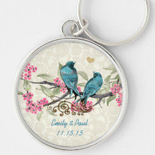 Vintage Love Birds Wedding Key Chain