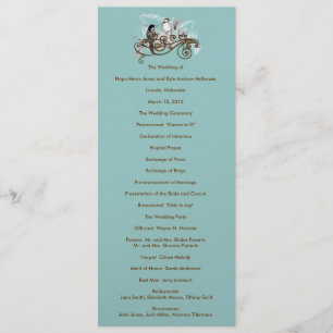 Vintage Love Birds Wedding Program