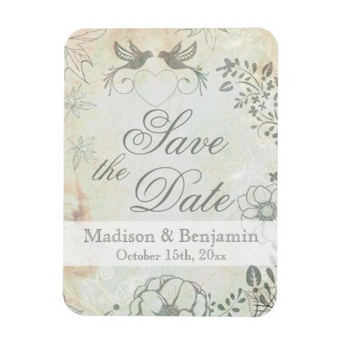 Vintage Love Birds Wedding Save the Date Magnet