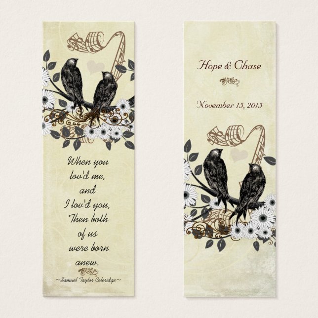Vintage Love Birds Wedding Tags (Front & Back)