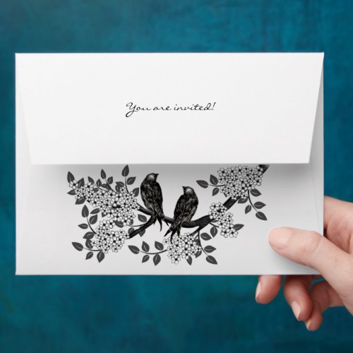 Vintage Love Birds White Flower Branch Envelopes