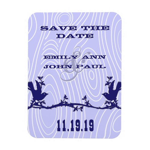 Vintage Love Birds Woodgrain Save the Date Magnet