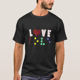 Vintage Love Braille love red heart Braille Dots T-Shirt