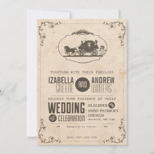 Vintage Love Carriage Wedding Invitation