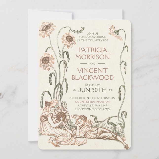 Vintage Love Couple Country Wedding Invitation (Front)