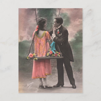 Vintage love couple postcard