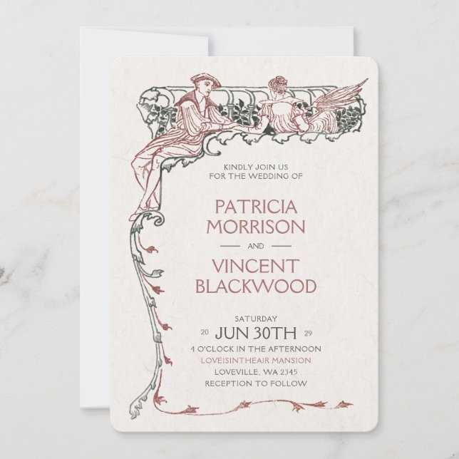 Vintage Love Couple Wedding Invitation (Front)