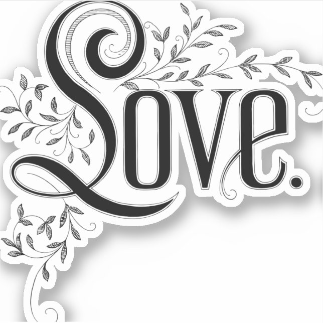 Vintage Love Flourish Sticker (Front)