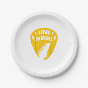 Vintage Love Guitar Music Lover Gift Paper Plates