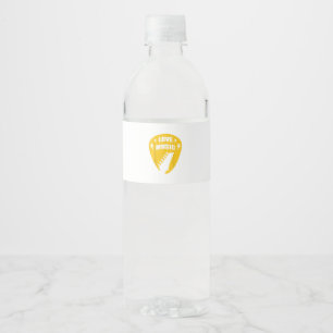 Vintage Love Guitar Music Lover Gift Water Bottle Label