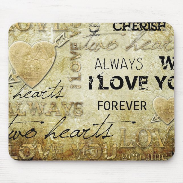 vintage love heart art mouse pad (Front)
