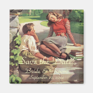 Vintage Love High School Sweethearts Save the Date Magnet