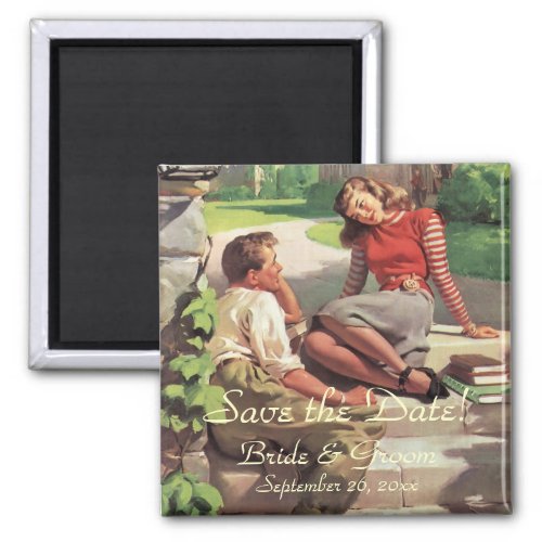 Vintage Love High School Sweethearts Save the Date Magnet